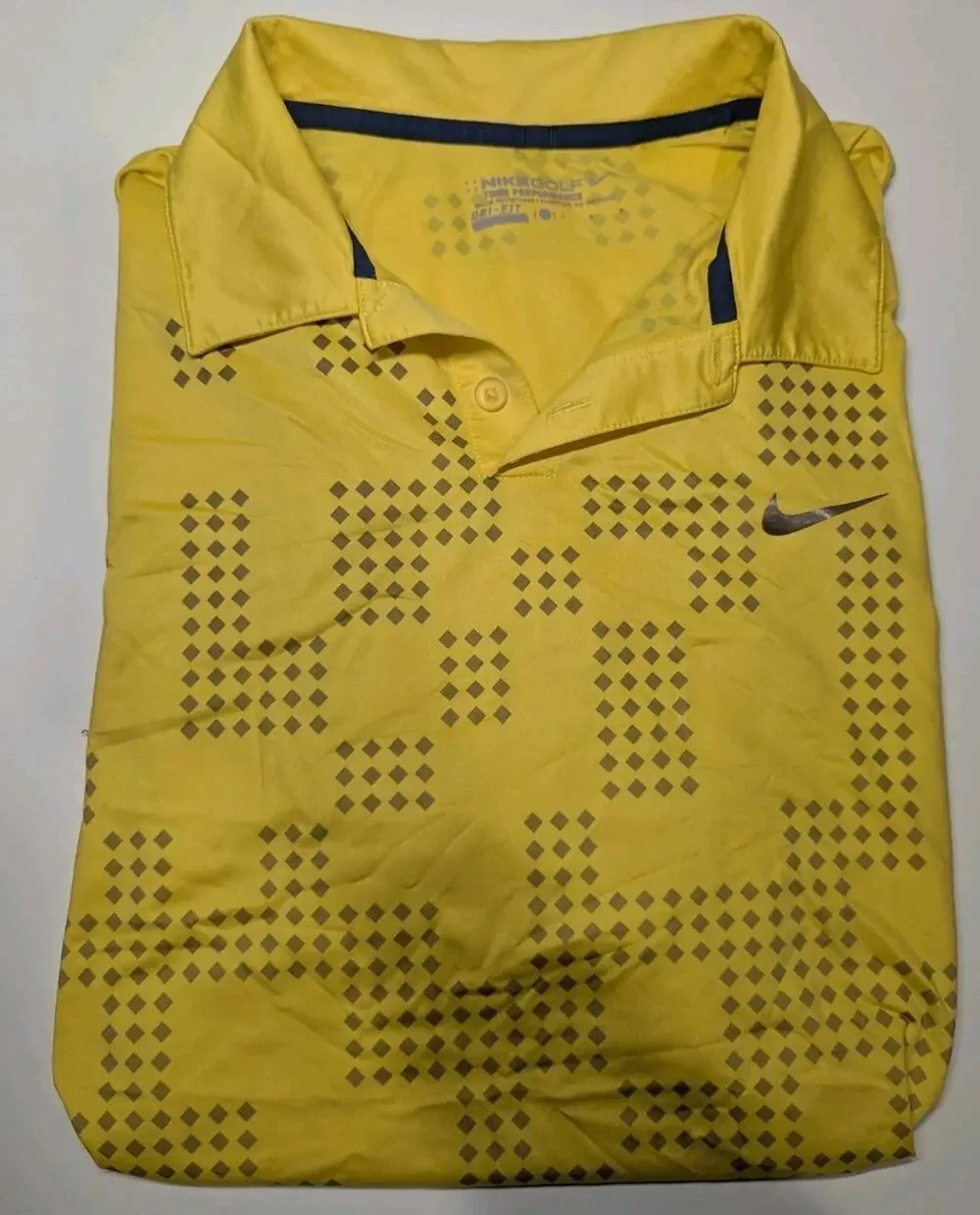 Nike Large Dri-FIT Men's Yellow Golf Polo Shirt Regular Fit Short Sleeve Lg